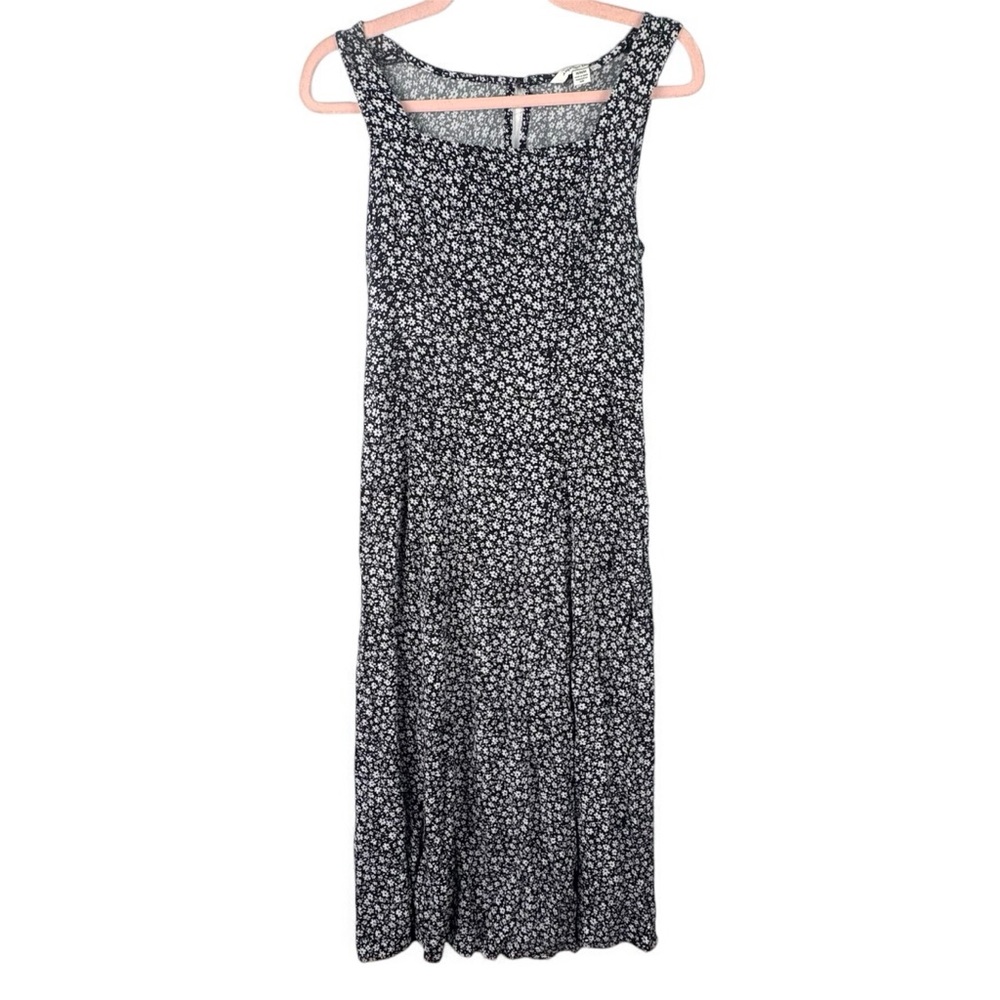 American Eagle Outfitters Black and White Square Neck Sundress Front Slit M 90s - Picture 4 of 11